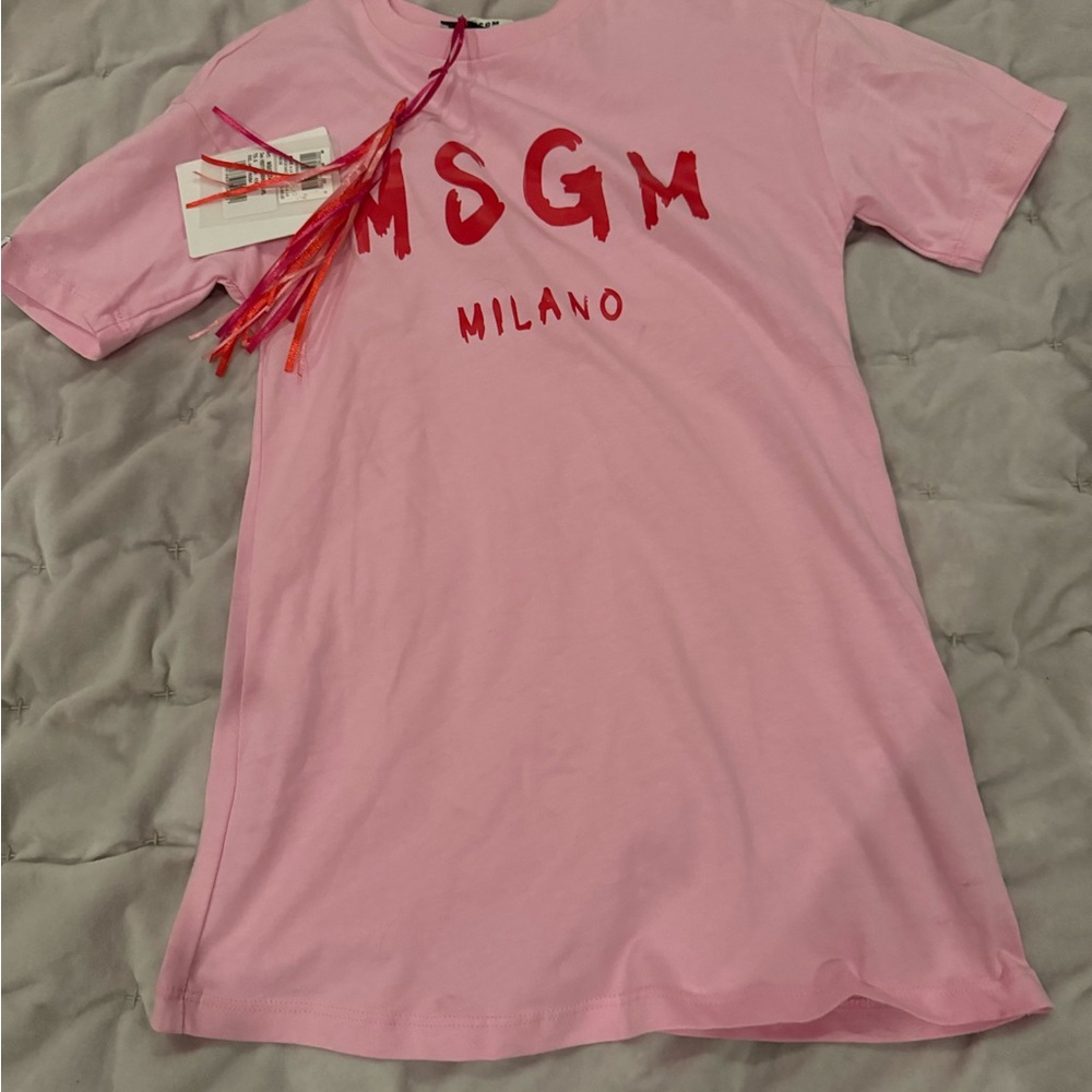 MSGM Pink and Red Short Sleeve Tee